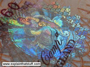 Banknote hologram on 10 pound UK note