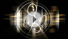 Rotating Speakers Black Gold Hologram Background Stock